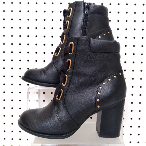 Black Women's Boots |Ankle Boots Comfort Round Toe Heel Height 3" Size 8 Medium - Picture 2 of 11